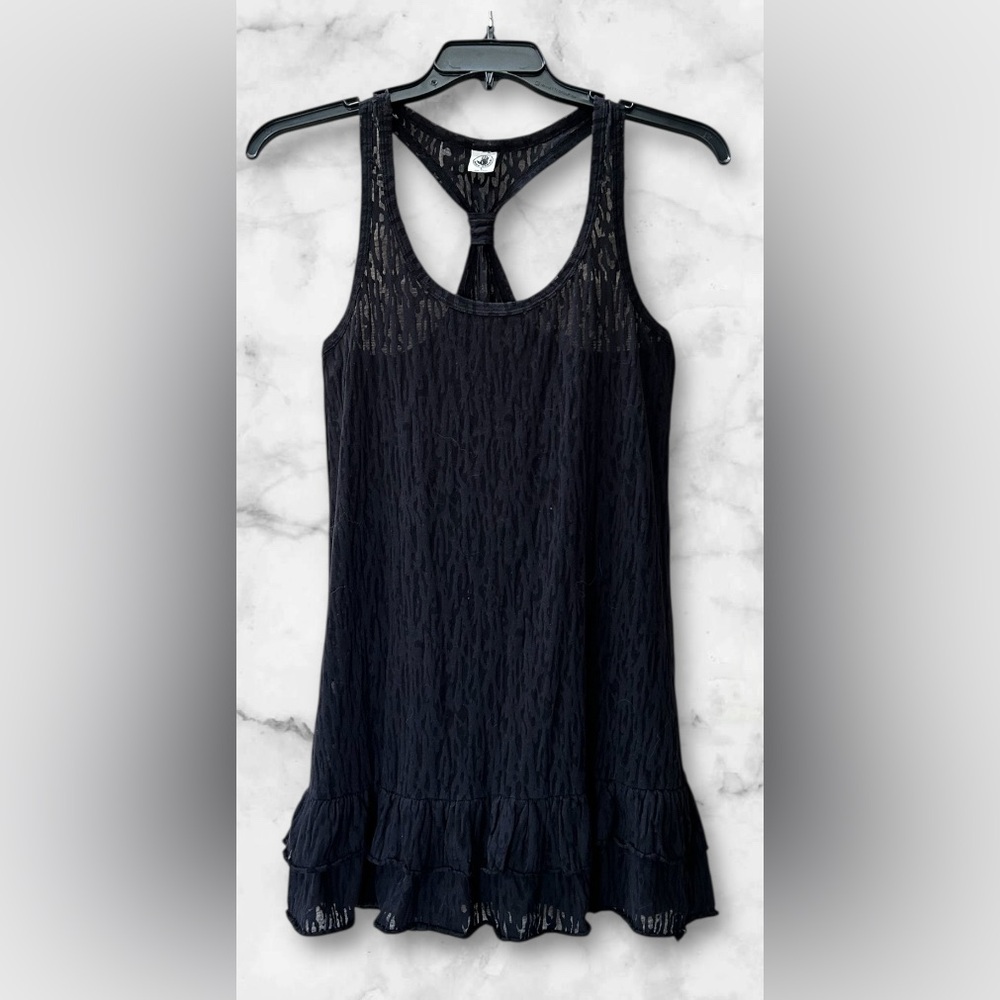 Body Glove Semi Sheer Burnout Ruffle Racerback Swim Cover Up Dress Tunic Size L - Picture 2 of 11